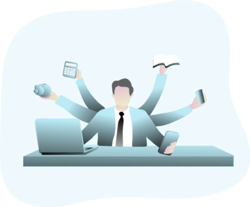 忙しく作業する人のイラスト